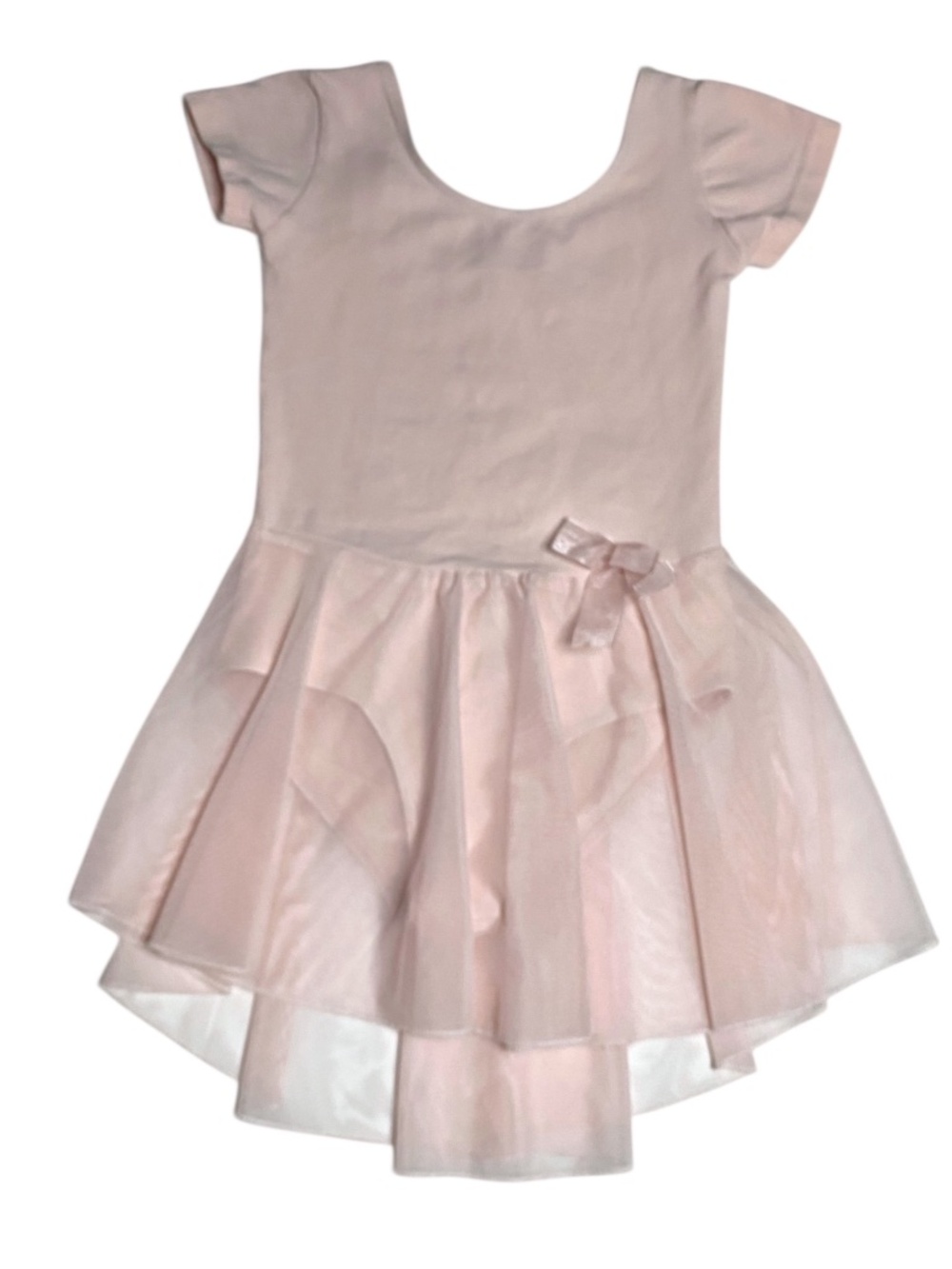 BLOCH Girls Solid Pink Dancewear Ballet Leotard with Sheer Tulle Skirt Size 6X-7